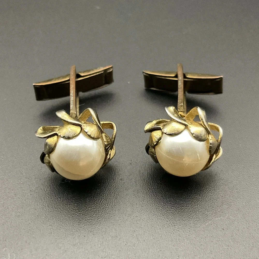 Vintage Faux Pearl Cuff Link Set